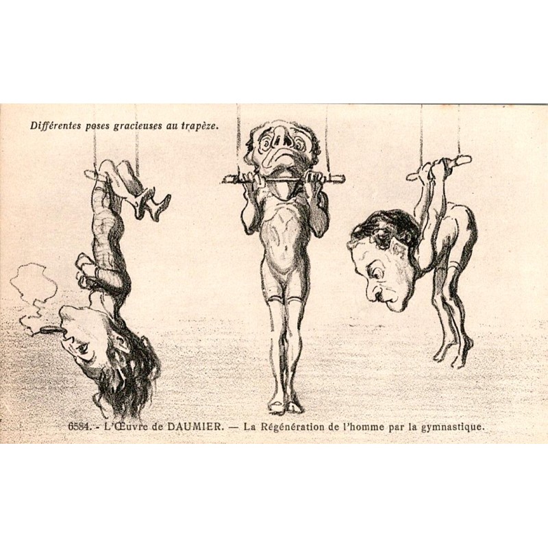 DAUMIER'S WORK - NUMBER 6584 - THE REGENERATION OF MAN THROUGH GYMNASTICS - VARIOUS GRACEFUL TRAPEZE POSES