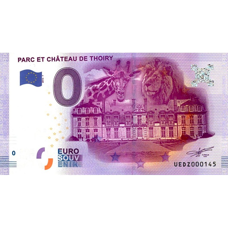 FRANCE - 78770 - THOIRY - PARC ET CHATEAU - 2016-1 - BILLET FAUTÉ - IMPRESSION DE TRAVERS (VOIR TITRE)