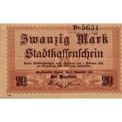 GERMANY - FURSTENWALDE-STADT - BRANDENBURG - 20 MARK - 3/12/1918 TO 1/2/1919