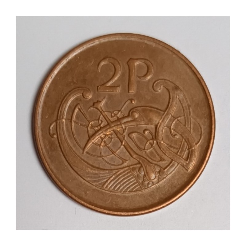 IRLANDE - KM 21 a - 2 PENCE 1990 - OISEAU - HARPE