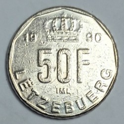 LUXEMBOURG - KM 63 - 50 FRANCS 1990 - JEAN (1921-2019)