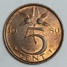 NETHERLANDS - KM 181 - 5 CENT 1980 - JULIANA