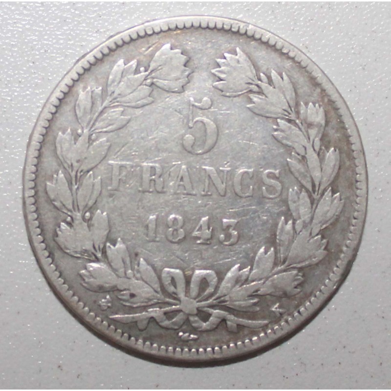 FRANKREICH - KM 749 - 5 FRANCS 1843 K - Bordeaux - TYP LOUIS PHILIPPE 1