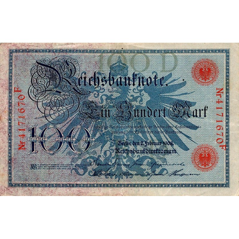 GERMANY - PICK 33 a - 100 MARK - 07/02/1908