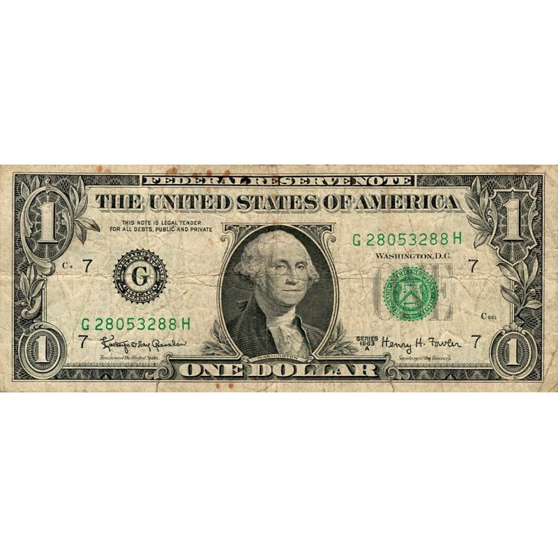 ETATS-UNIS - PICK 443 b - 1 DOLLAR 1963 A - SERIE G