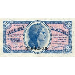 SPANIEN - PICK 93 - 50 CENTIMOS - 1937