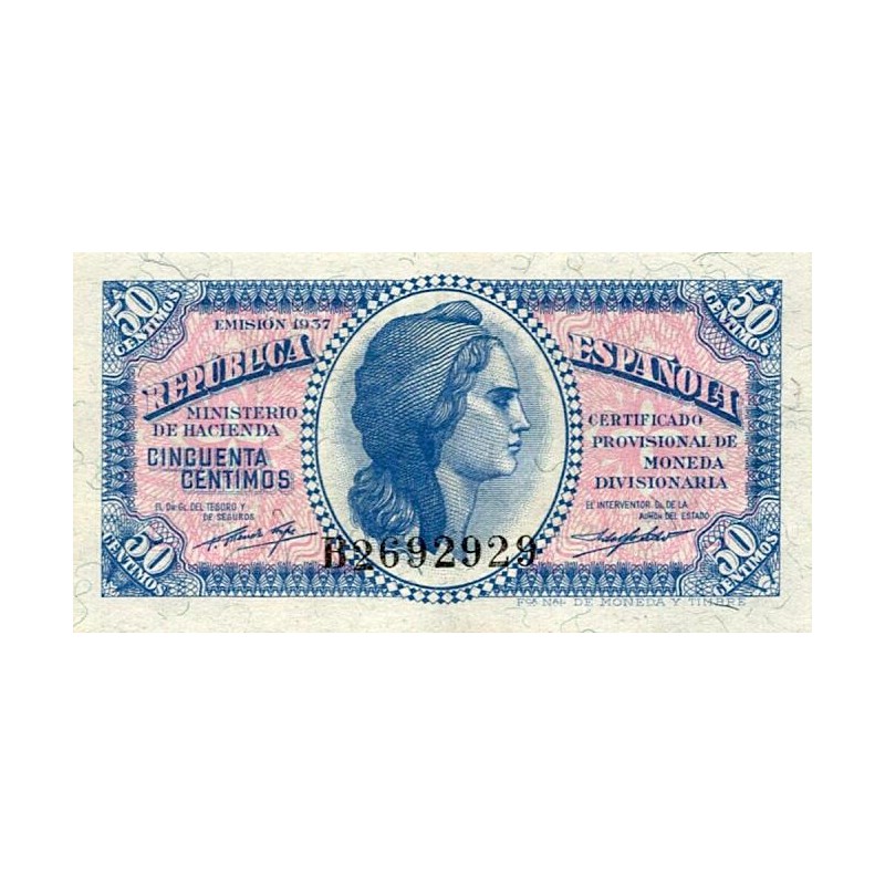 ESPAGNE - PICK 93 - 50 CENTIMOS - 1937