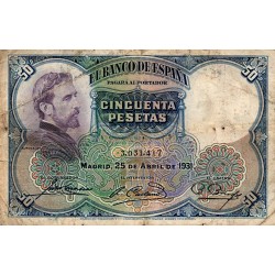 SPAIN - PICK 82 - 50 PESETAS - 25/04/1931