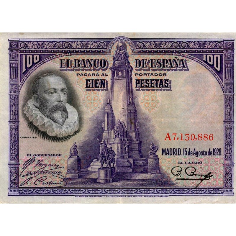 SPAIN - PICK 76 - 100 PESETAS 1928