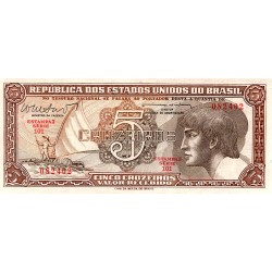 BRAZIL - PICK 166 b - 5 CRUZEIROS - UNDATED (1961-62)