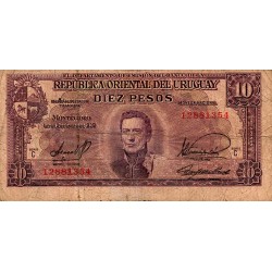 URUGUAY - PICK 37 c - 10 PESOS - L.1939 - SERIE C