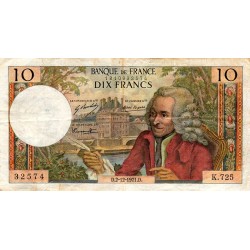 FRANKREICH - PICK 147 - 10 FRANCS VOLTAIRE - 02/12/1971 - K.725