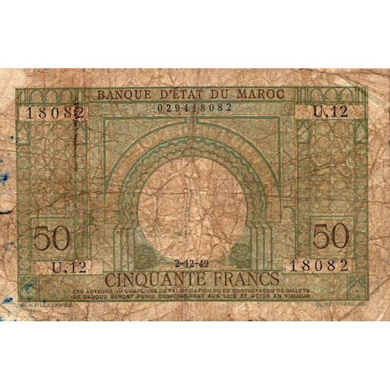 MAROC - PICK 44 - 50 FRANCS - 02/12/1949