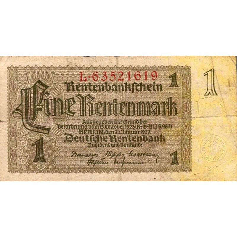 DEUTSCHLAND - PICK 173 b - 1 RENTENMARK - 30/01/1937