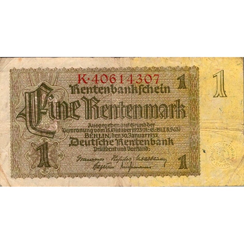 GERMANY - PICK 173 b - 1 RENTENMARK - 30/01/1937