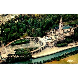 65100 - LOURDES - AERIAL VIEW OF THE BASILICA AND THE GAVE