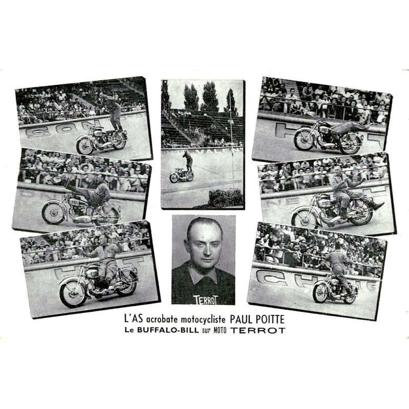 02300 - CHAUNY - L'AS ACROBATE MOTOCYCLISTE PAUL POITTE - LE BUFFALO-BILL SUR MOTO TERROT