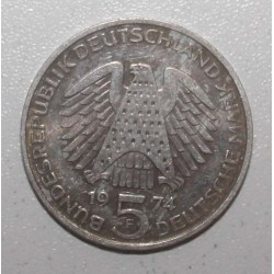 ALLEMAGNE - KM 138 - 5 MARK 1974 F - Stuttgart - 25 ans de la Constitution