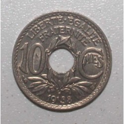 GADOURY 286 - 10 CENTIMES 1938 - TYPE LINDAUER - KM 866a - Désaxée à 5h