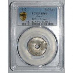 GRECE - KM E29 - 20 LEPTA 1912 - ESSAI - PCGS SP 66