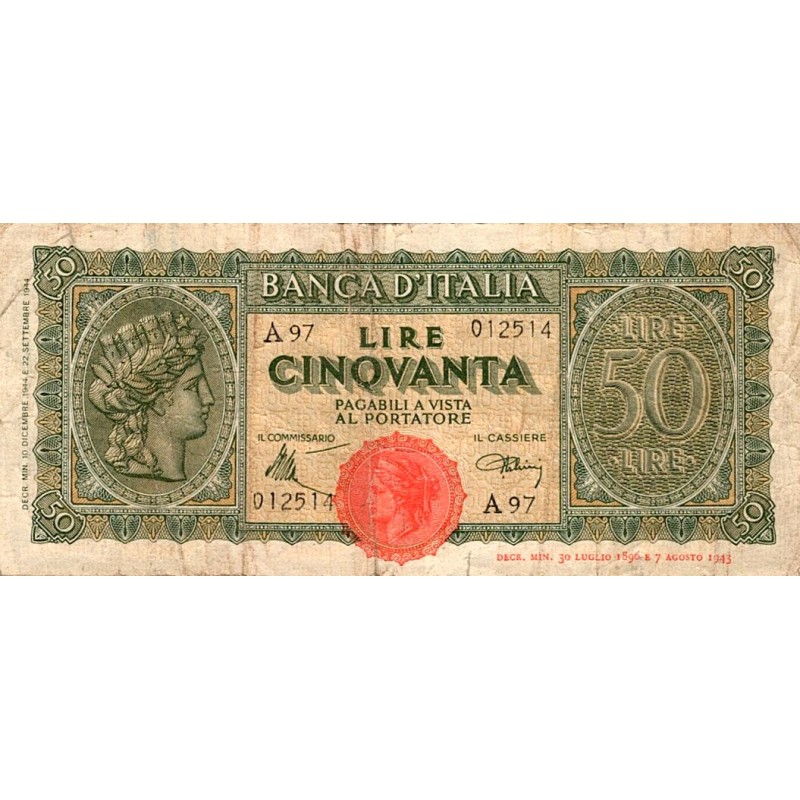 ITALY - PICK 74 - 50 LIRE - 10/12/1944