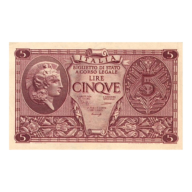 ITALIEN - PICK 31 b - 5 LIRE - 23/11/1944