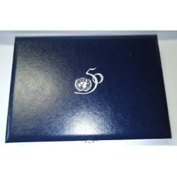 Coffret 4 pièces argent 50 ans de l'ONU - 5 Francs, 2000 pesetas, 5 Ecu et 2 pounds 1995