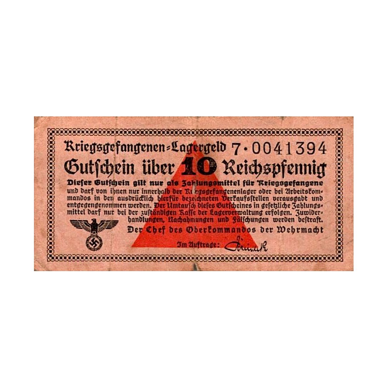 GERMANY - 10 REICHSPFENNIG - 1939-1944 - SERIES 7 - PRISONER CAMP NOTES