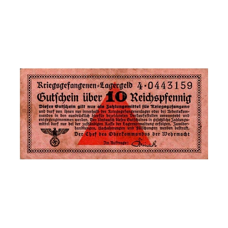 ALLEMAGNE - 10 REICHSPFENNIG - 1939-1944 - SERIE 4 - BILLET DE CAMP DE PRISONNIERS