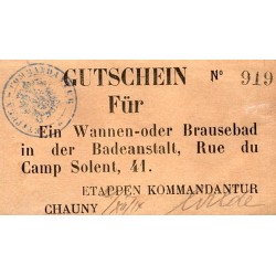 FRANCE - 02300 - CHAUNY - GERMAN OCCUPATION - 1 SHOWER - NUMBERED - 1914