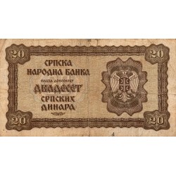 SERBIA - PICK 25 - 20 DINARA - 01/05/1941