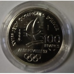 FRANKREICH – 100 FRANCS 1990 – SLALOME – Albertville 92 – Olympische Winterspiele – Probemünze