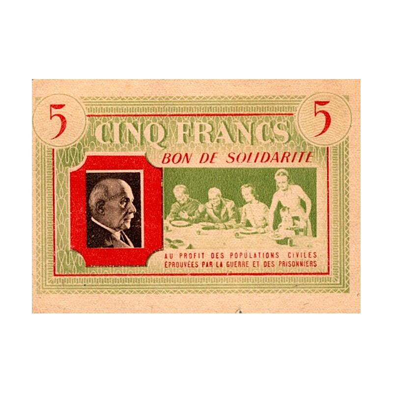 FRANKREICH - PICK 4 - BANKNOTEN VON SOLIDARITÄT - 5 FRANCS 1941 - 1942 - TYP PÉTAIN