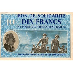 BON DE SOLIDARITÉ - 10 FRANCS 1941-1944 - TYPE PÉTAIN - SUP