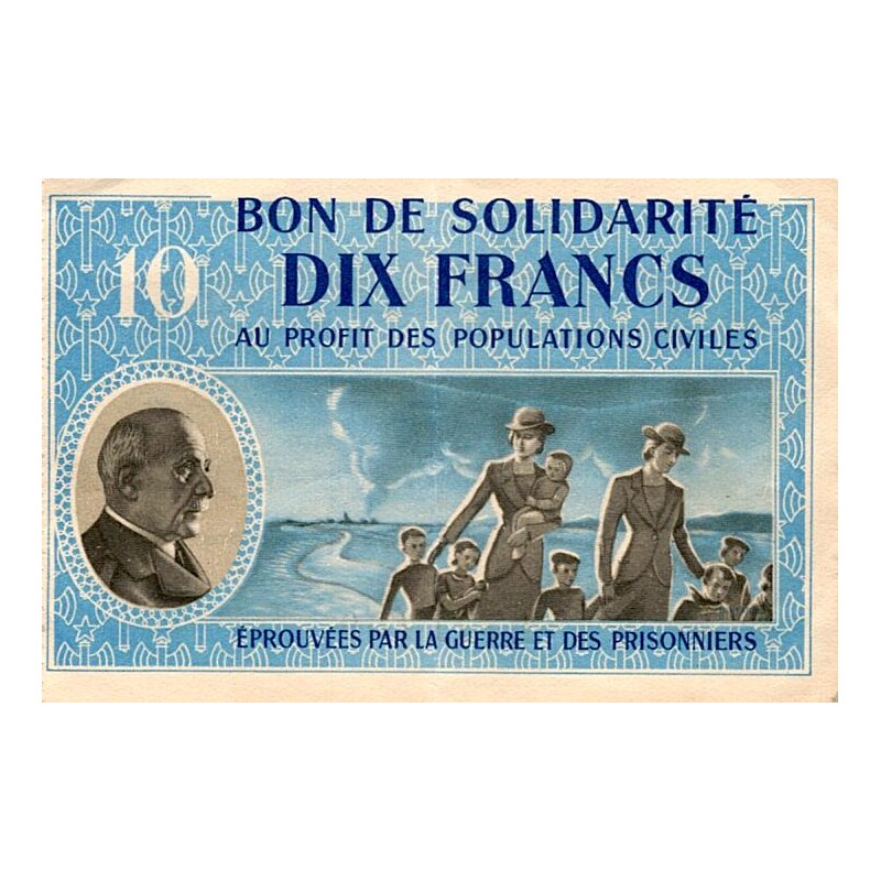 BON DE SOLIDARITÉ - 10 FRANCS 1941-1944 - TYPE PÉTAIN - SUP