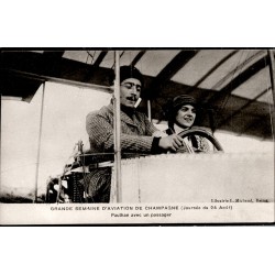 COUNTY 51100 - REIMS - GREAT AVIATION WEEK - DAY OF AUGUST 24, 1909 - PAULHAN WITH A PASSENGER