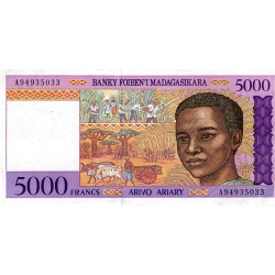 MADAGASCAR - PICK 78 b - 5000 FRANCS (1000 ARIARY) - ND 1995 - sign 5 - oiseaux - lémurien - sup