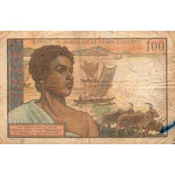 BANK OF MADAGASCAR AND THE COMOROS - PICK 46 a - 100 FRANCS - UNDATED (1950-51) - TB