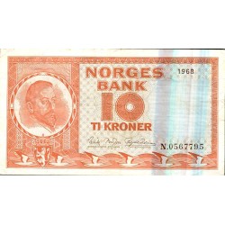 MOROCCO - NORWAY - PICK 31 d - 10 kroner - 1968 - VF PLUS