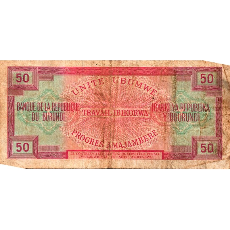 BURUNDI - PICK 22 b - 50 FRANCS - 01/08/1971 - TRES BEAU