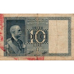 ITALY - PICK 25 c - 10 LIRE - 1939-XVIII