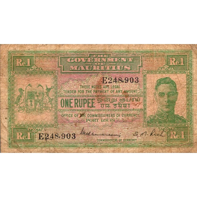 ILE MAURICE - PICK 26 - 1 RUPEE - (1940) - TB