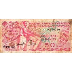 BURUNDI - PICK 22 b - 50 FRANCS - 01/08/1971 - TRES BEAU