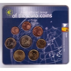 ESPAGNE - BU 2002 - FIRST OFFICIAL ISSUE OF THE EURO COINS - 8 Pièces de 2001