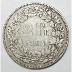 SCHWEIZ - KM 21 - 2 FRANCS 1894 B - Bern - Helvetia