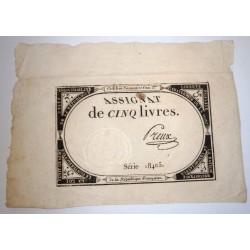 ASSIGNAT DE 5 LIVRES - 10 BRUMAIRE AN 2 - 31/10/1793 - SÉRIE 18405