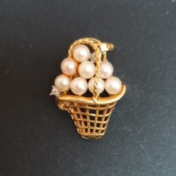 PENDANT AND/OR BROOCH - YELLOW GOLD - 18 CARATS - DECORATED WITH 8 PEARLS - Ref 096451